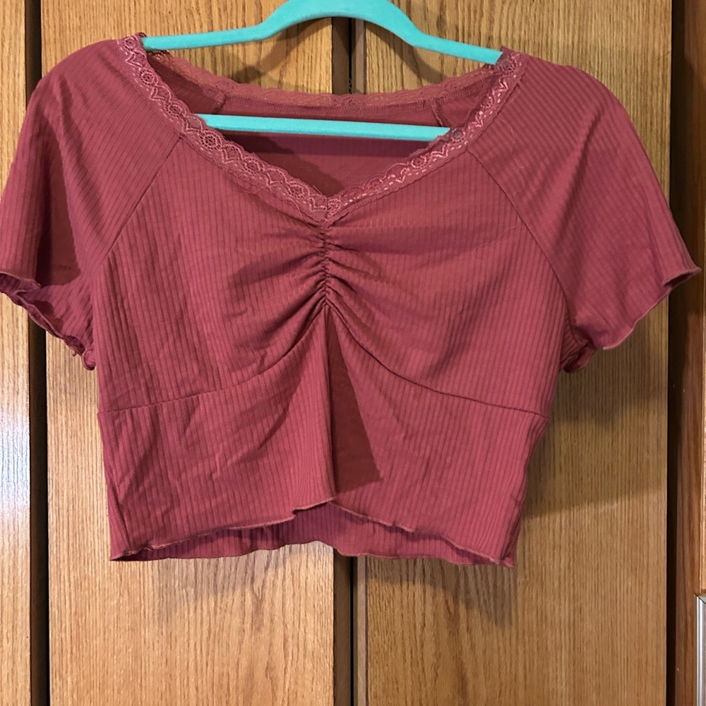 Women's Ruched Red Top